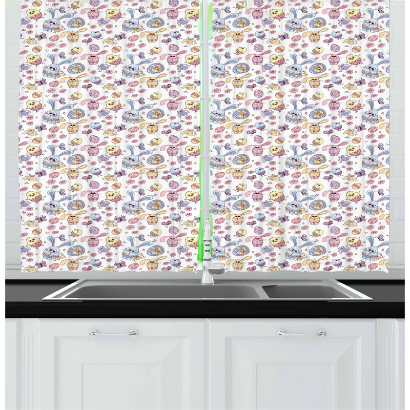 Floral Tailored Kitchen Curtain