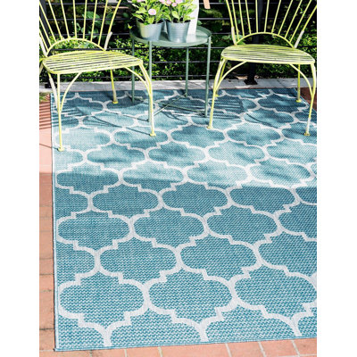 Tapis d'extérieur pour terrasse de couleur turquoise