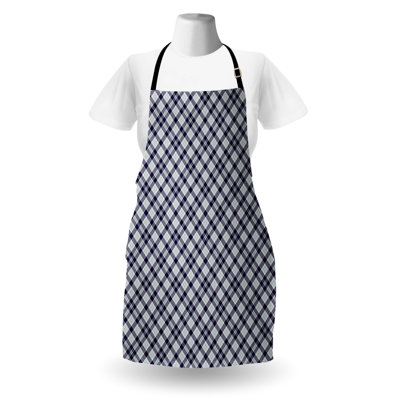 East Urban Home Navy Plaid Apron Unisex Simple Classic Fashion Adult Size Blue Grey Sea Green