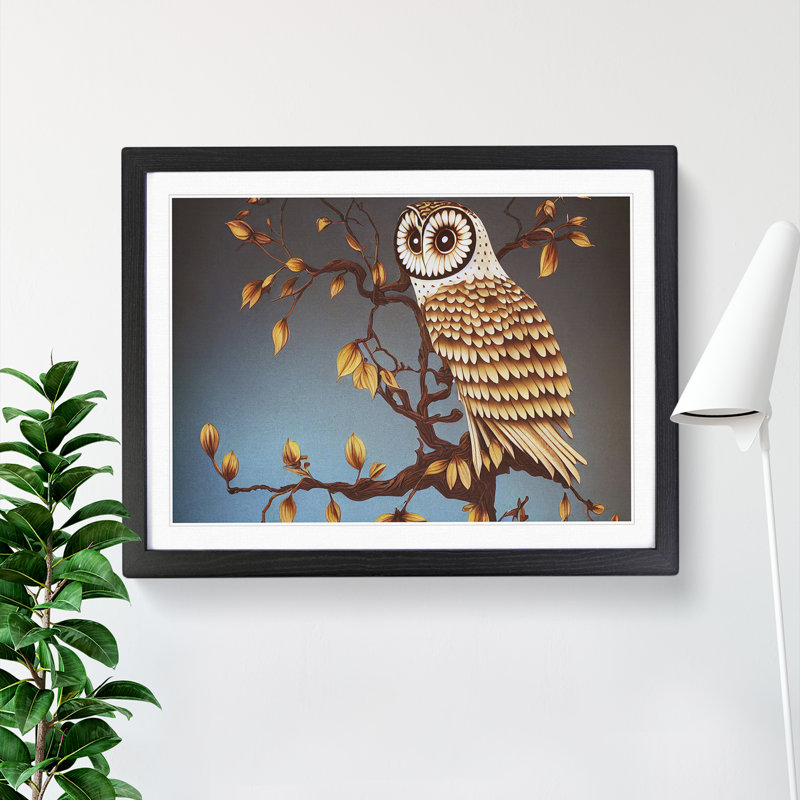 Owl Deco Style - Framed Print, Black, 46cm H x 64cm W x 2cm D