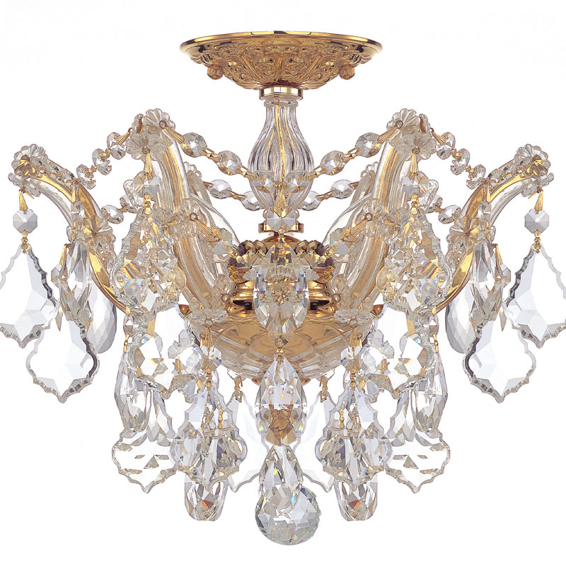 Weekes 3-Light 13.5'' Semi Flush Mount, Hand Polished, Polished Gold