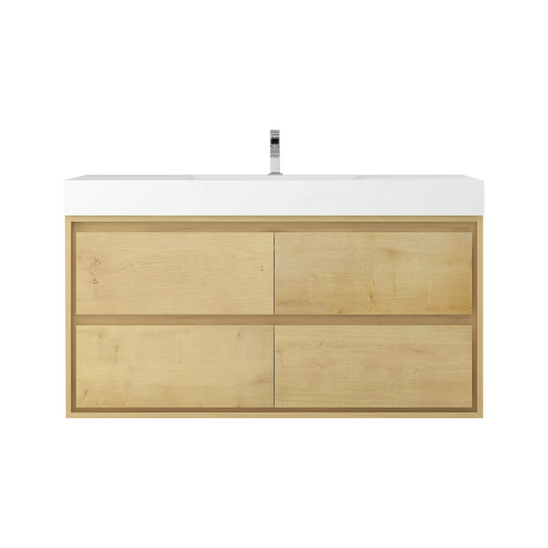 48'' Single Bathroom Vanity with Acrylic Top, Light Oak