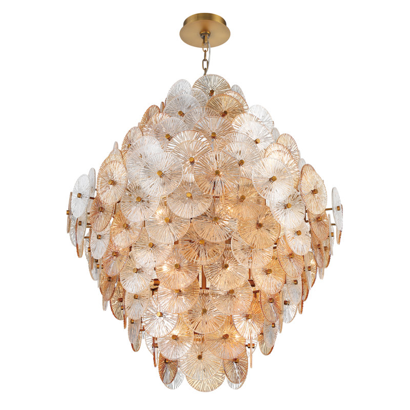 Lustre 27 lumières en laiton plaqué Sue-Anne