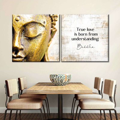 «Buddha Buddha True Love Quote I», ensemble de 2 reproductions sur toiles 2 pièces