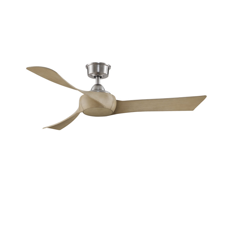 Ventilateur de plafond intérieur / extérieur Wrap Custom de 52 pouces - Nickel brossé avec pales naturelles