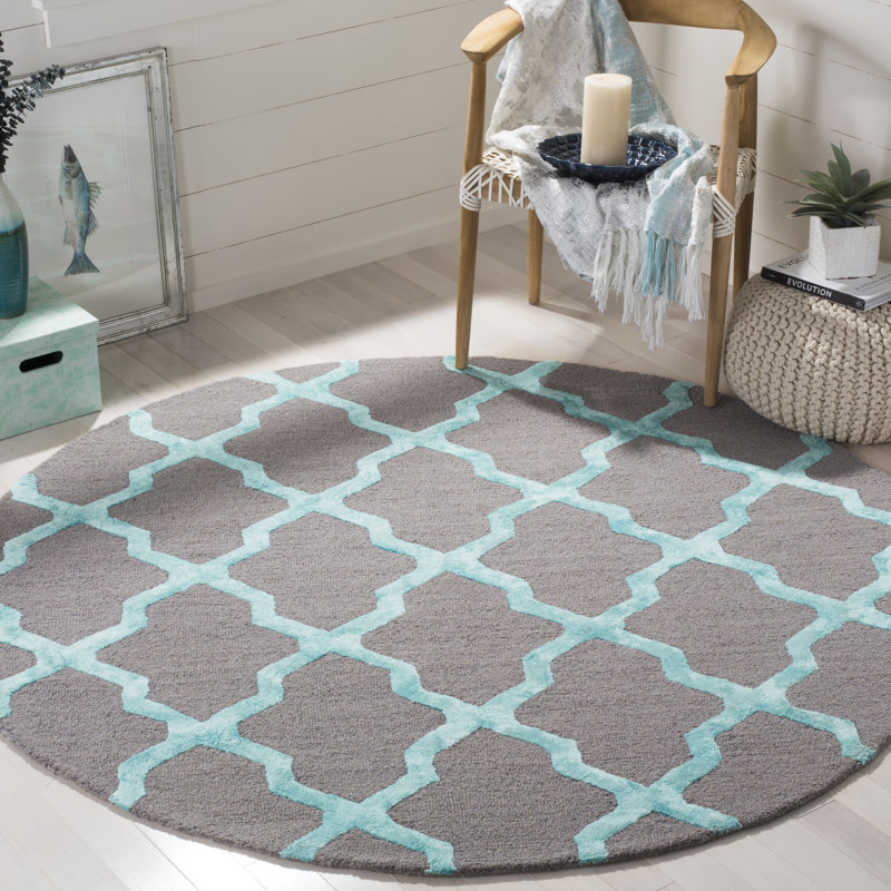 Cambridge Hand Tufted Wool, Viscose Geometric Rug, Round 6'