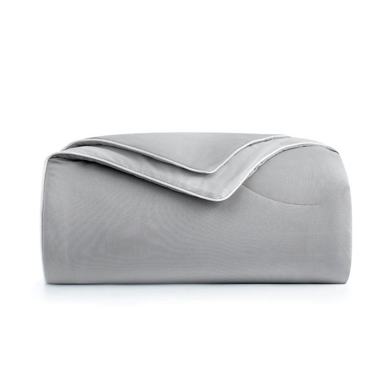 Édredon léger et réversible lavable pour l'automne, Édredon grand, Gris clair