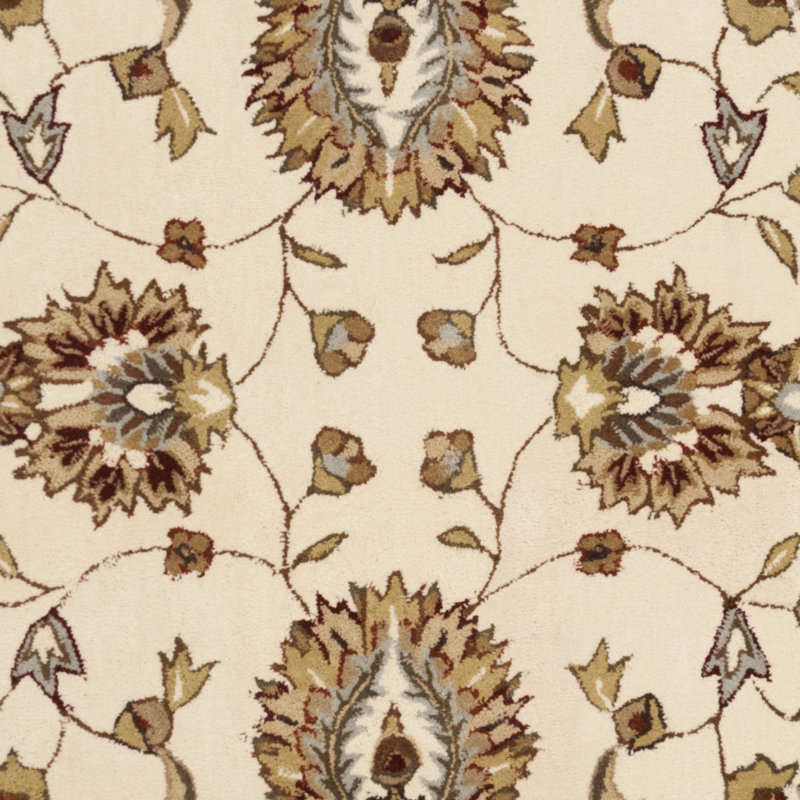 Cloverdale Hand-Hooked Cotton Ivory/Beige Area Rug, Rectangle 2' x 3'