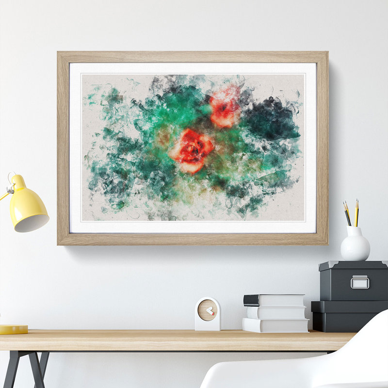 Rose Garden - Picture Frame Painting Print, 62cm H x 87cm W x 2cm D, Oak Framed