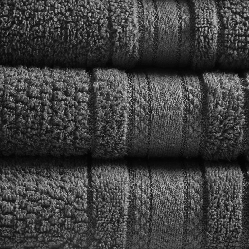 Super Soft Cotton Quick Dry Bath Towels with High Absorbency (Set of 6 Multi-Sizes), Dark Gray