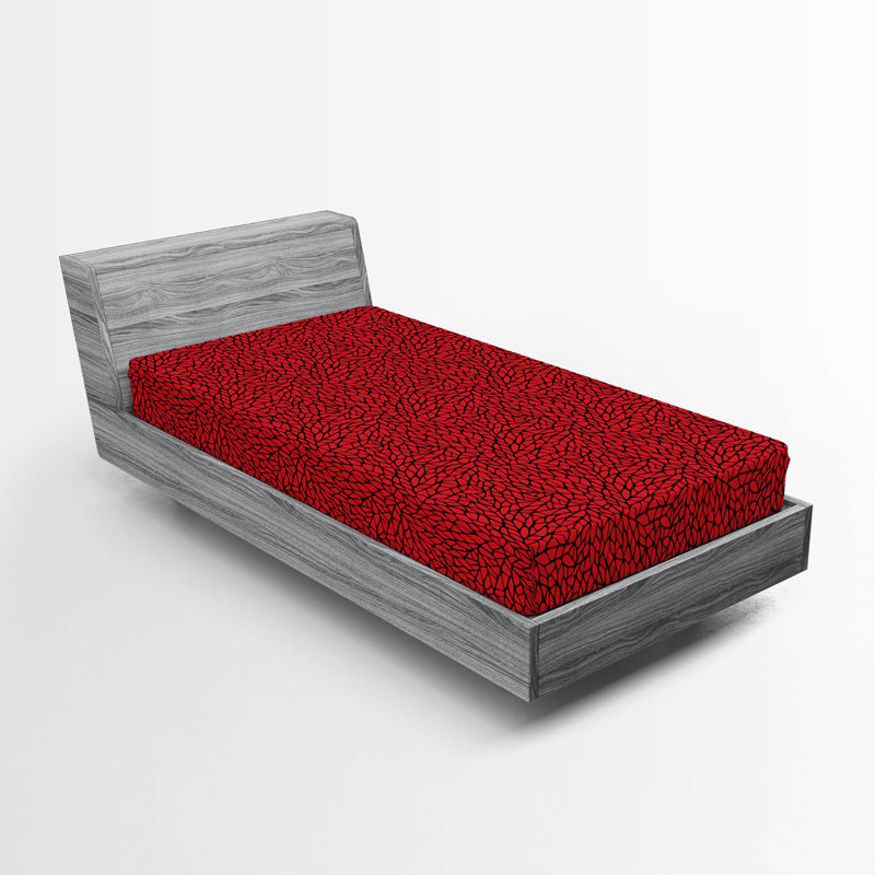 Drap-housse Ambesonne, paquet de 2, Drap-housse de taille simple, Noir / rouge abstrait