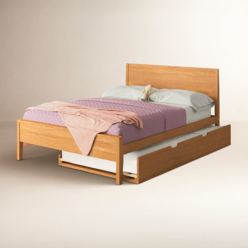 Rosenthal Solid Wood Trundle Bed, Pecan, Full/Double
