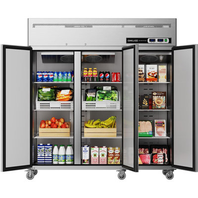 72” W Commercial Freezer Refrigerator Combo 54 Cu.ft Upright Freezer
