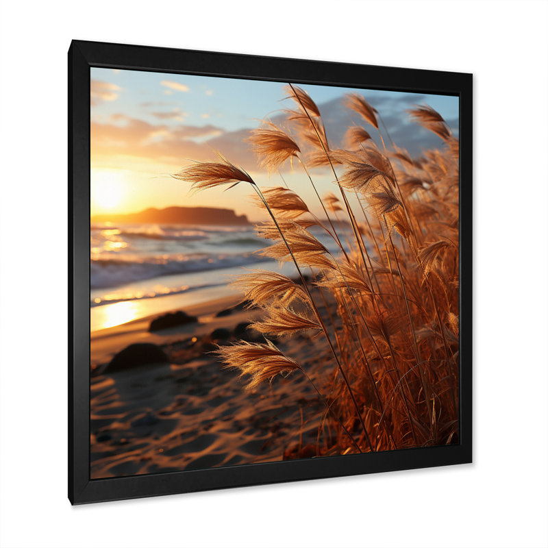 «Beach Breeze at Sunrise III», reproduction sur toile, H 36 po x l 36 po x P 1,5 po, Cadre simple noir