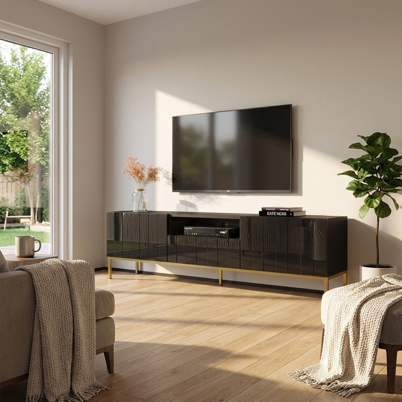 Meuble télé noir Elegante, Noir