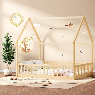 Lits Safe Safe House, structure de plancher en bois de pin, maison de campagne pour enfants
