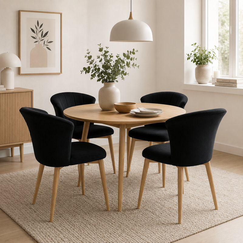 Siyana Upholstered Dining Chair, Black