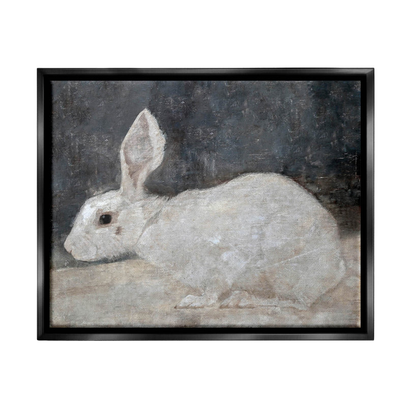 "White Rabbit Bunny", art mural classique encadré flottant par lettres et doublures, H 17 po x l 21 po x P 1,7 po
