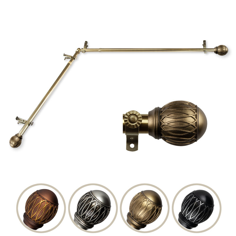 Tringle à rideaux simple réglable Doughman, 28" - 48", Laiton antique