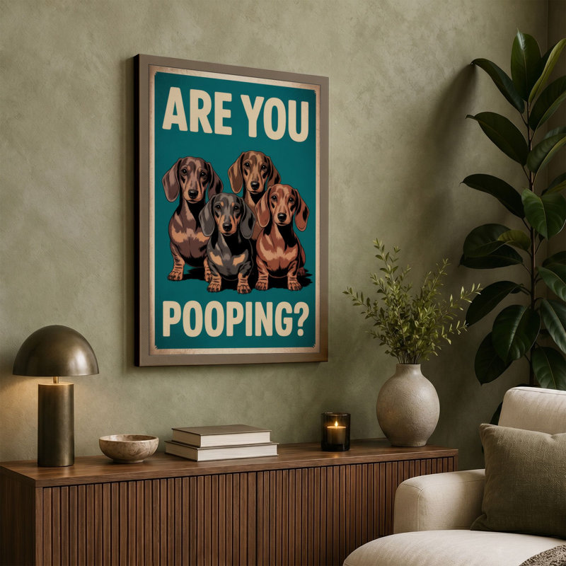 Are You Pooping Dogs Retro - Wrapped Canvas, 18x12 - 45.7 x 30.5 cm, White Border