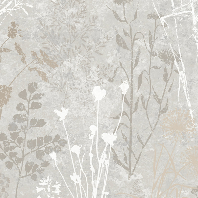 Zen Floral Metallic Wallpaper Double Roll, Champagne