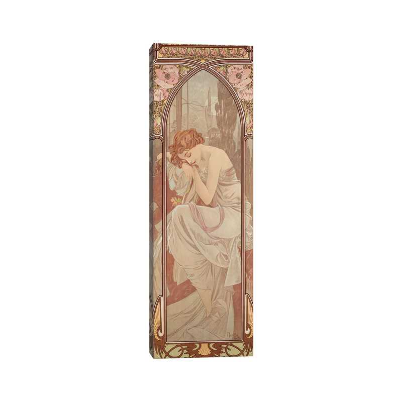 The Times Of The Day: Night's Rest, 1899 by Alphonse Mucha - Wrapped Canvas Painting, 30.48 cm H x 91.44 cm W x 3.175 cm D