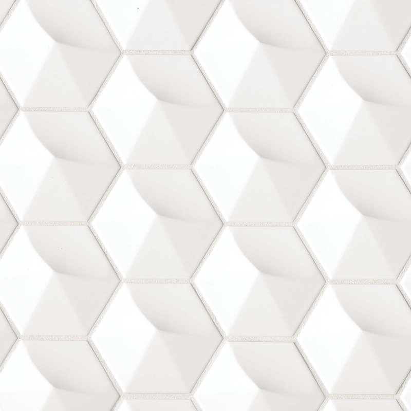 Hedron 4" x 5" Ceramic Tile, White
