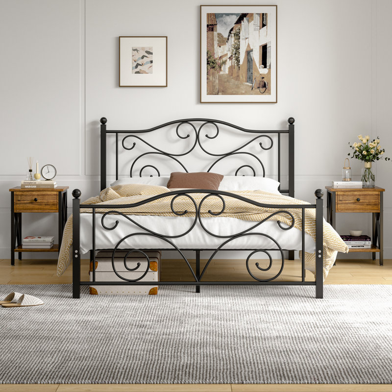 Auxter Steel Piece Bedroom Set, Full/Double, Brown
