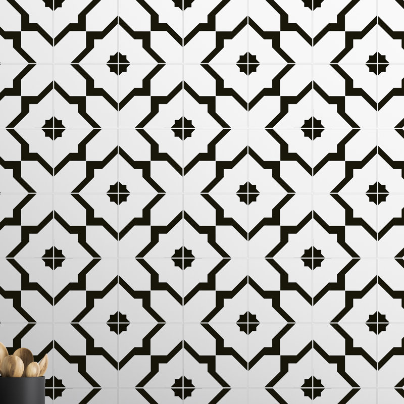 Amara 8 in. x 8 in. Encaustic Look Matte Porcelain Floor and Wall Tile, Sona