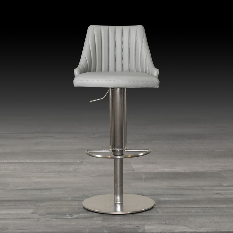 Groveland Swivel Upholstered Adjustable Height Counter Stool with Metal Frame, Light grey