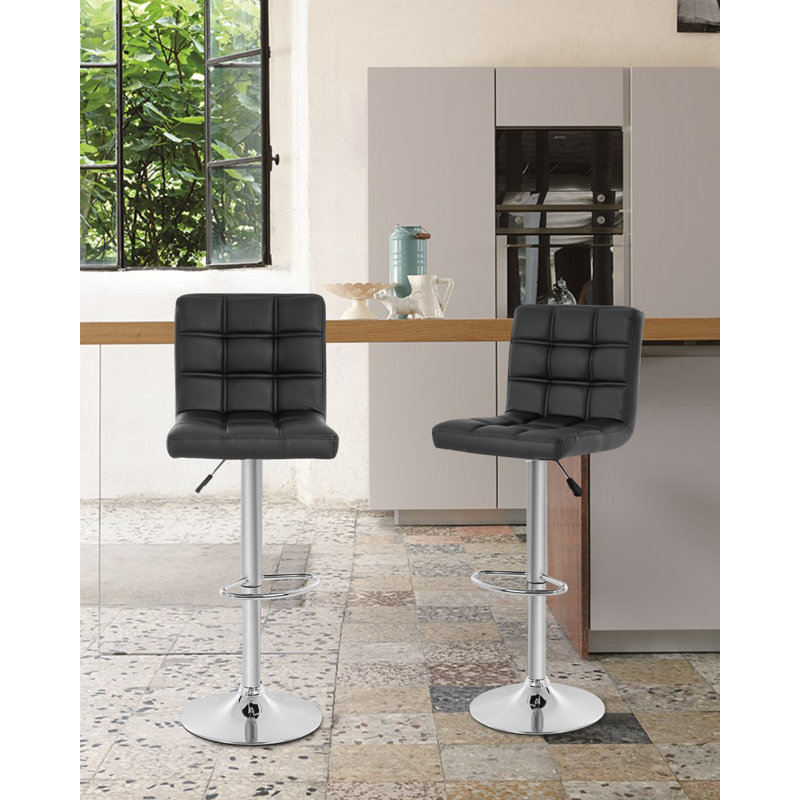 Ceann Swivel Upholstered Adjustable Height Counter Stool, Black