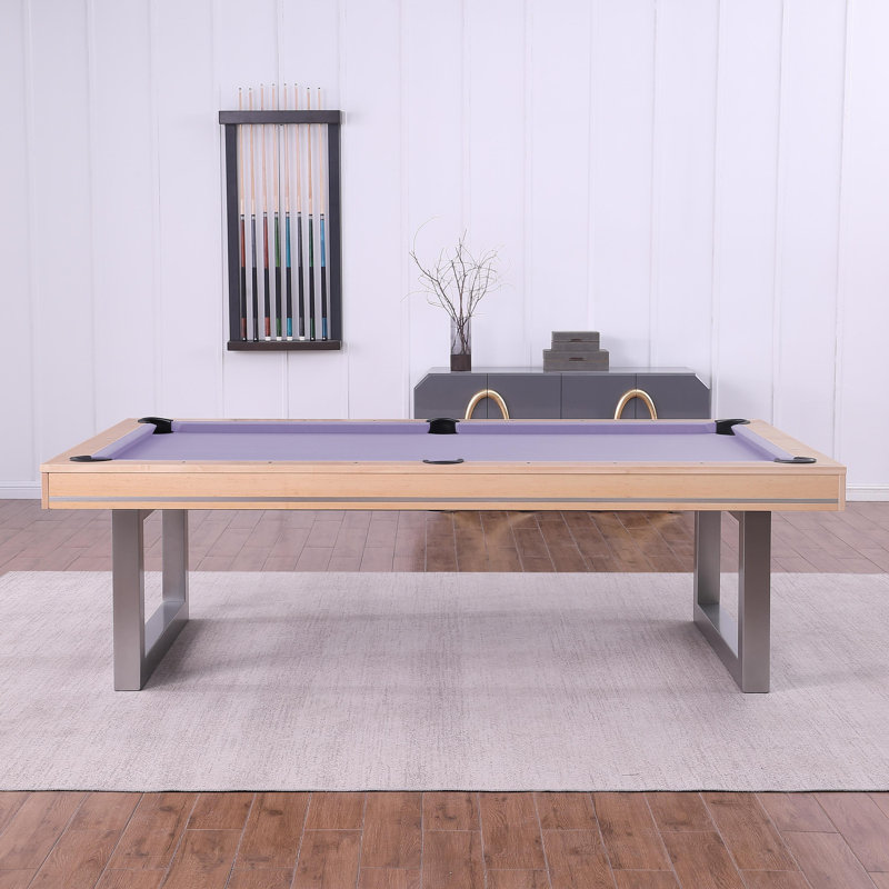 Table de billard en bois massif avec plateau de salle à manger Harmony, Mauve clair, Chêne Naturel, 7'