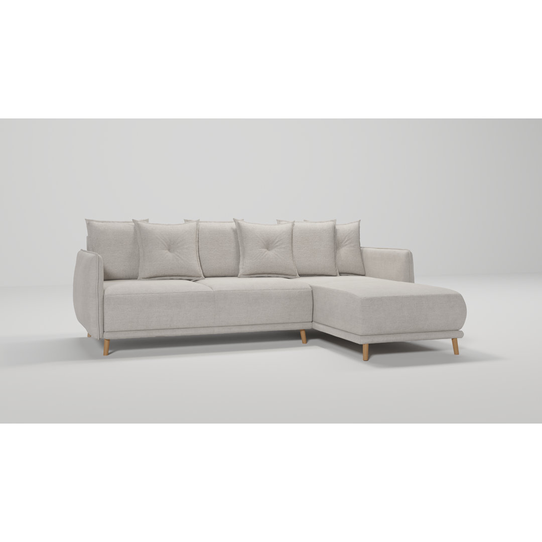 Ecksofa Edvard mit Schlaffunktion Und Bettkasten In Scandinavischem Design mit Holzfüßen aus Luxusmicrofaser