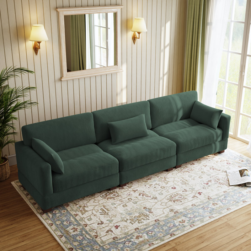 Maelina 312.4Cm Square Arms Modular Sofa, Hunter Green