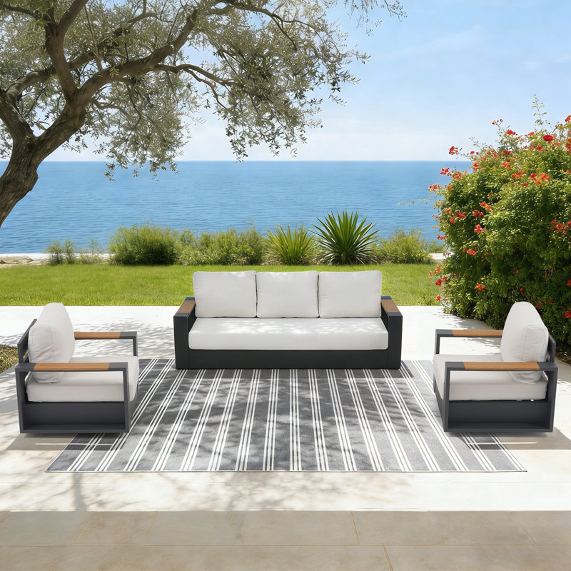 Ensemble de conversation pour 5 personnes avec chaises pivotantes, White, Gris, Chaise à pivot