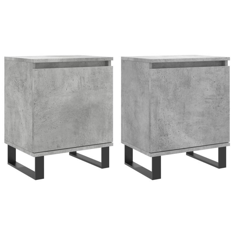 40 cm W Iron Bedside Table, Concrete Grey