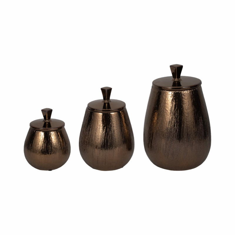 Set Of 3 7/9/11" Tiziano Bronze Jars