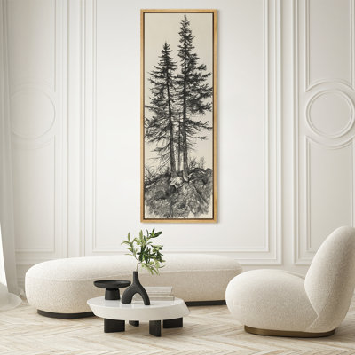 Vintage Pine Trees Drawing Classic Modern Art