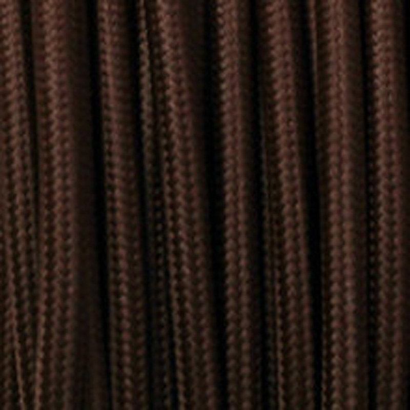Alasia Cord - Fabric Cable 1m 2 Core Round Electrical Wire for Lamps, Dark Brown