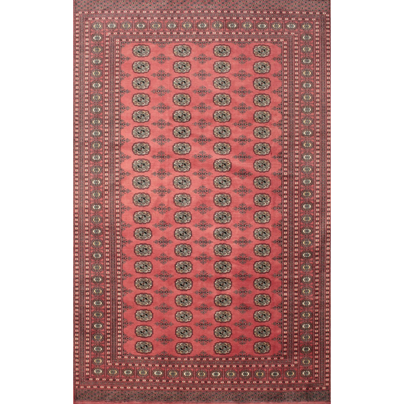 Tapis traditionnel rouge / rose / vert, Rectangle 5 pi x 7 pi