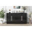 Grand buffet de rangement avec 4 portes, tablettes réglables et poignées argentées pour un usage domestique polyvalent-573038953