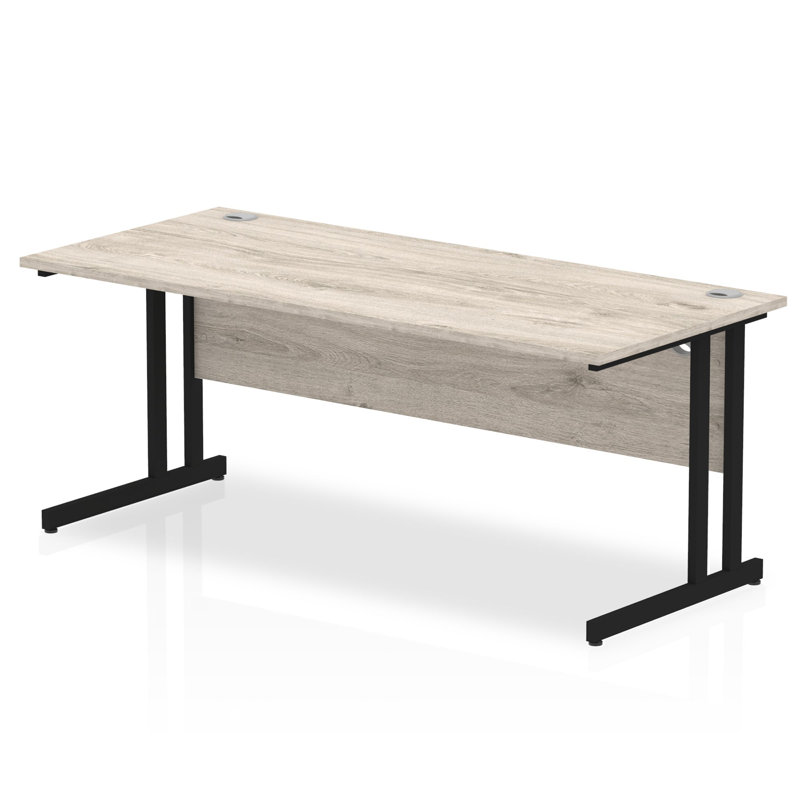 Impulse Metal Base Computer Desk, 73cm H x 120cm W x 80cm D, Black, Grey