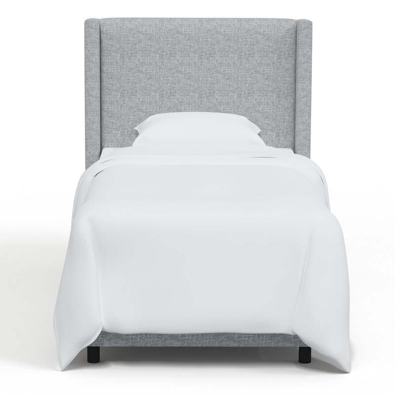 Hanson Upholstered Wingback Bed, Twin, Zuma Pumice Textured Linen