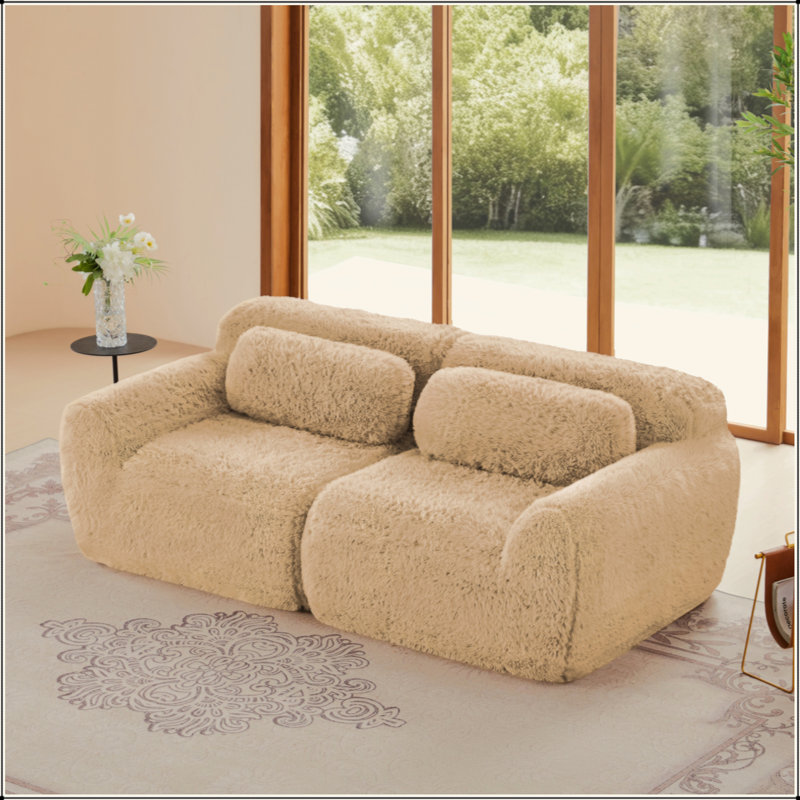 Canapé modulaire à 2 places pour canapé modulaire, conception antidérapante en tissu moelleux et moelleux, éponge haute densité 32D, conception ergonomique sans assemblage, avec coussins décoratifs pour le bureau