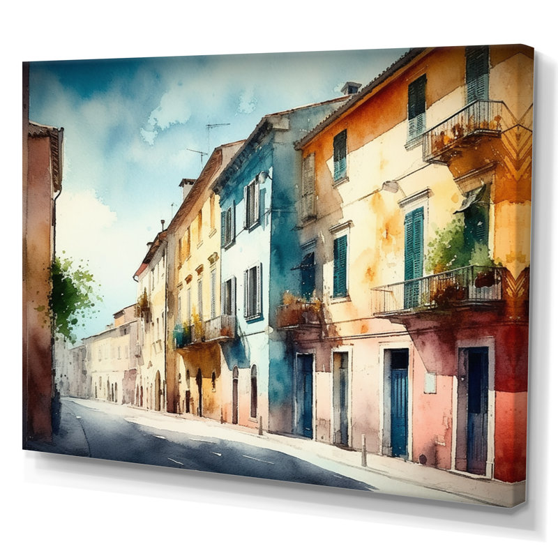 «Blue Town», petite ville en Italie, reproduction d'art sur toile, H 30 po x l 40 po x P 1,5 po, Toile tendue