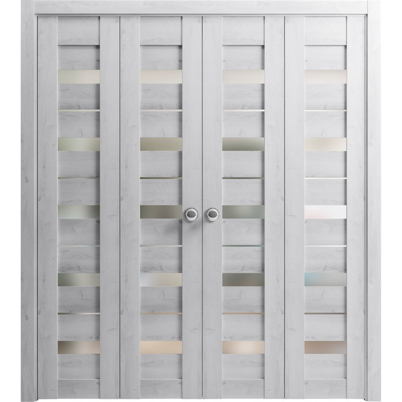 Double portes pliantes en bois givré Quadro, 72 po x 84 po, Blanc