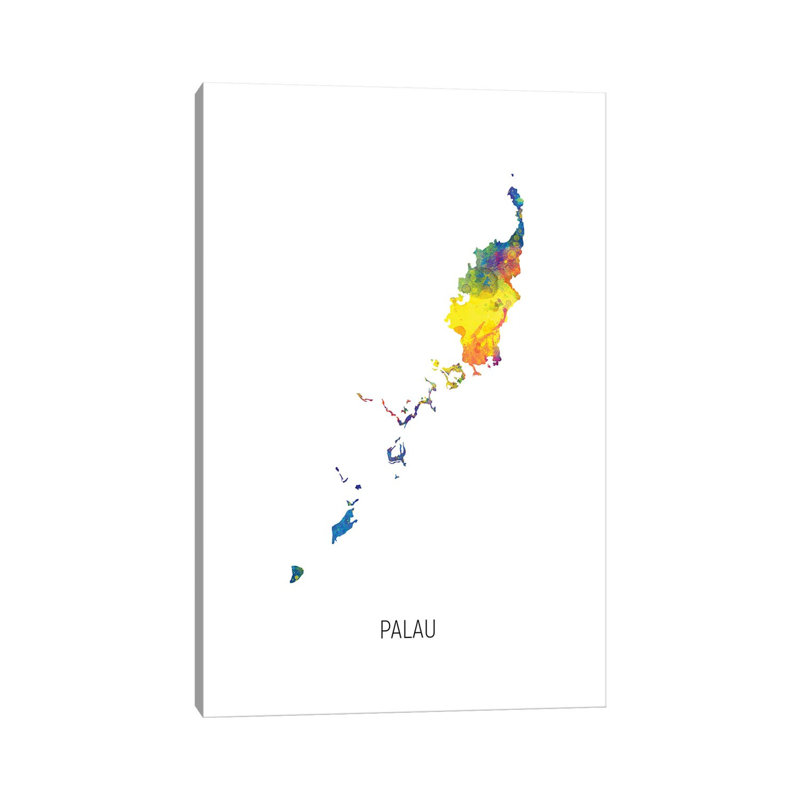 Palau Map by Michael Tompsett - Wrapped Canvas Print, 66.04 cm H x 45.72 cm W x 3.175 cm D