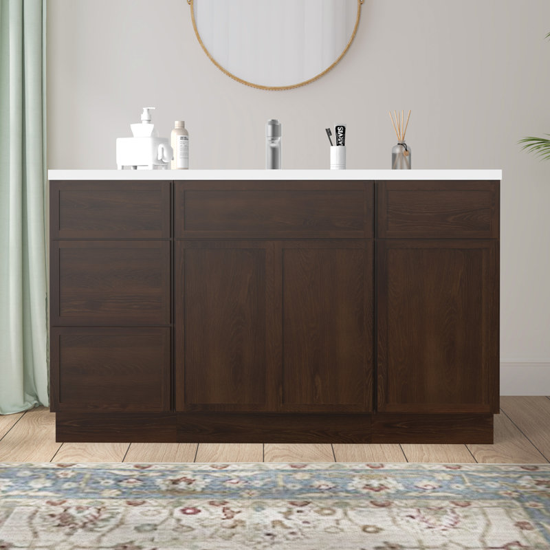 Base de meuble-lavabo simple 54 po seulement, Brun