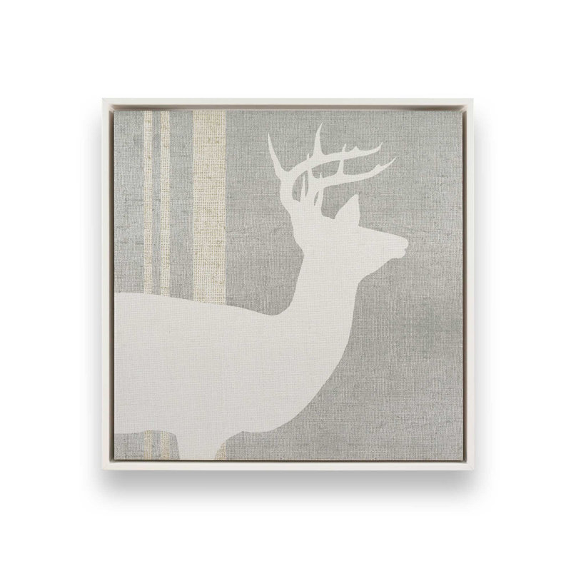 Antlered Silhouette I, reproduction sur toile dans un cadre, H 12,75 po x l 12,75 po, Blanc opaque