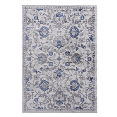 Stylish Loom & 5X7 Mat - Blue/Silver/, Non-Shedding, Stain For Eat-In Kitchen, Bedroom, Living Room Blue/Silver/ Bedroom Area Rug , Soft And Room, Dining